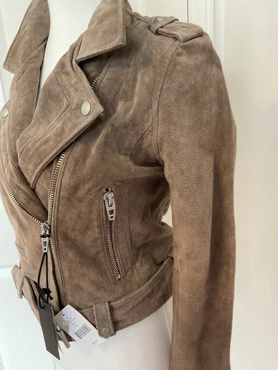 💐NWT💐 BLANKNYC Suede Moto Jacket Sand Stoner Beige Classic Genuine Leather - Picture 5 of 12